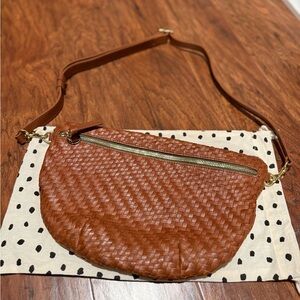 Clare V Grande Fanny Hazelnut Woven Zig Zag